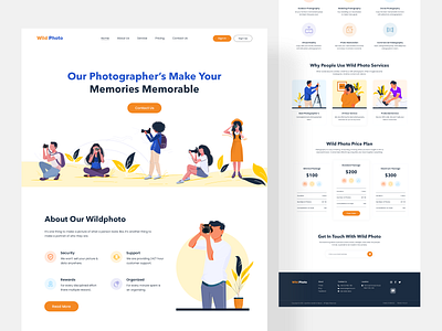 Wild Photo Landing Page 2020 artwork clean clean ui dribbble best shot home page illustration landing page minimal photographer stylish trendy ui ux vector vector art vector illustration web website