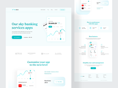 Sky banking landing page app landing page bank bank app bank card banking apps clean clean ui digital wallet home page landing page minimal money transfer payment sky banking ui ux web web design website yes bank