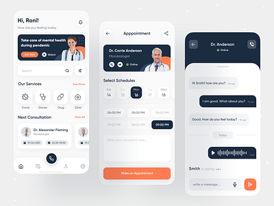 Medical Consultation App app appointment clean ui consultation consulting covid creative doctor health health industry hospital medi care medical medical industry minimal mobile mobile app syed roni ui ux