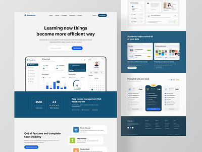 Saas Landing Page - Academic academic clean ui company website corporate website course course management e learning landing page marketing minimal roni saas saas website syed ui ux web web app web design website