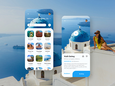 Travel Mobile App adventure app beach booking bungalow guide hotel mobile mountain resort season tourism tourist travel travel agency ui ux village