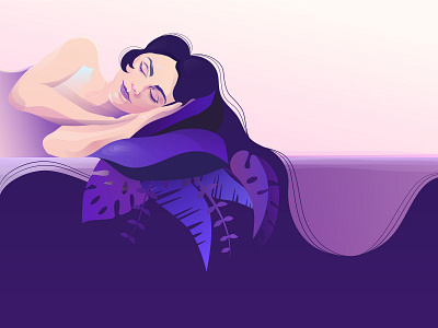 Sleeping & Dreaming Illustration calm design dream dreaming girl graphic illustration relax sleep sleeping sweet dreams ui ux vector woman