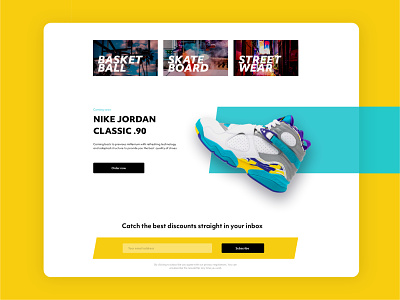BSK8 Landing Page categories design desktop landing page orders shoes shoes store sneakers subscribe ui ux vector yellow