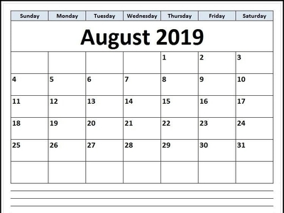 August 2019 Calendar Printable by Mot Zee on Dribbble