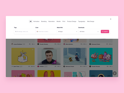 Redesign of Dribbble Filter Selection branding dribbble filter header menubar ui ux web webdesign website