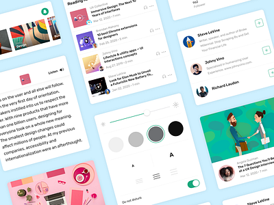 News App UI Components app app design application blog branding clean design design system interface news typogaphy ui ui kit ux