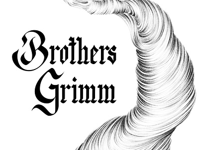 Brothers Grimm Series of Chapter Title Illustrations black and white book design brothers grimm fairytale illustration lettering typography