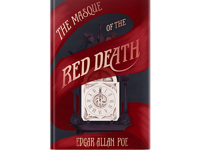 The Masque of the Red Death by Edgar Allan Poe book cover design illustration lettering typography