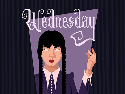 Wednesday Addams illustration lettering typography vector