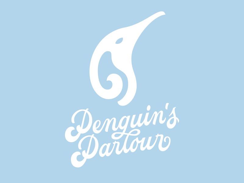 Hand lettered Logo and custom graphic gelateria gelato typography type lettering custom logo penguin logo design logo