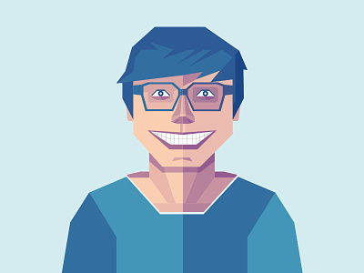 Flat Portrait avatar blue character designer face flat illustration portrait profile