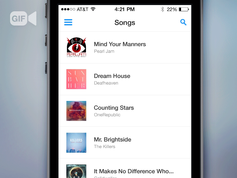 Music player menu album gif ios7 iphone menu music player song ui ux