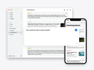 Pasteline App app design interface ios iphone mac note notes paste ui ux