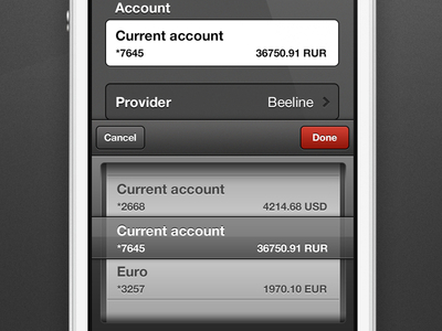 Account Picker alfa bank app bank interface ios iphone menu navigation picker ui ux