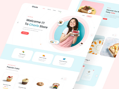 Choris - Cake Landing Page cake design design landingpage design web designweb food graphic design ladingpage lamding page site sweet ui web