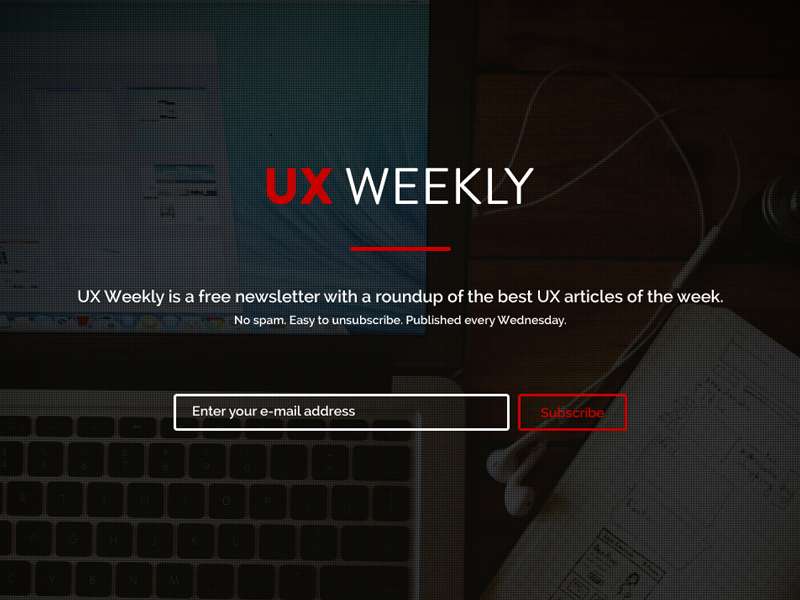 UX Weekly ux weekly website flat big image newsletter
