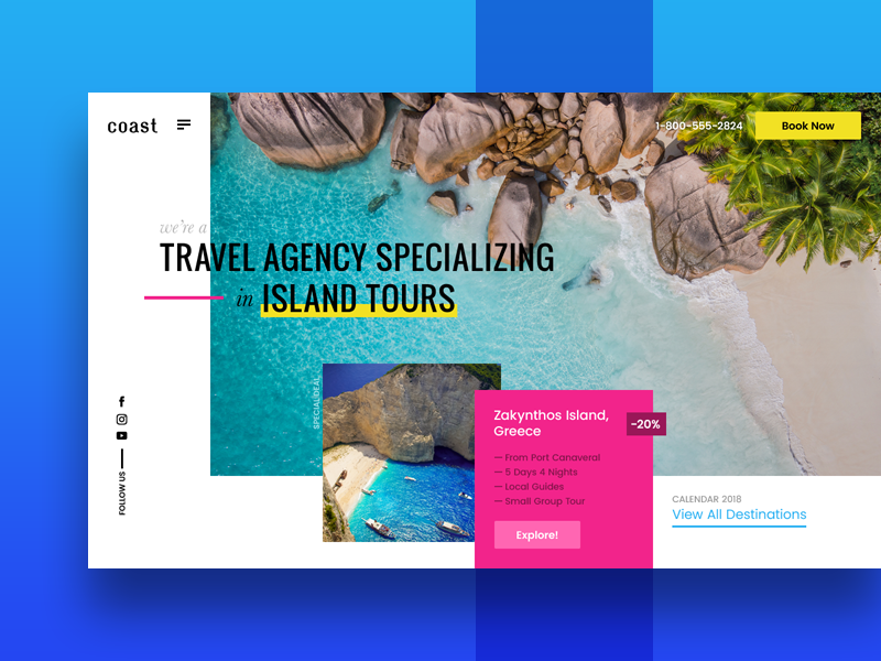 Travel Agency Exploration landing page web design ux ui trip tours island tourism travel