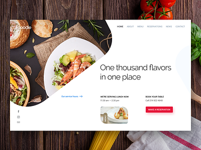 Fooodie Restaurant Website cuisine flavor food header homepage restaurant resto ui ux web design