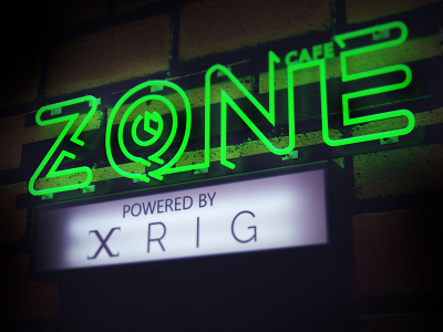 ZONE Cafe Powered by XRIG 3d adobe cinema 4d design gaming logo octane octanerender photoshop typography vac