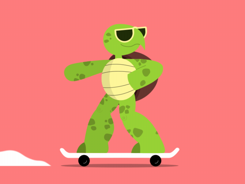 Rad Turtle 2d animation animated animation character character animation character design gif illustration skateboard skater