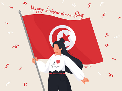 Tunisia Independence day character design design fete flag holiday illustration independence day red