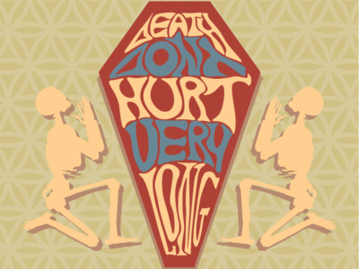 Death Dont Hurt Very Long death design flat illustration minimal phish skeleton skull typography vector