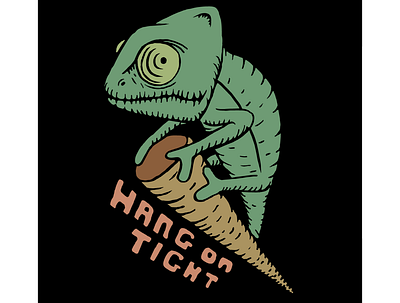 Hang On Tight chameleon green illustration tshirt art tshirtdesign vector