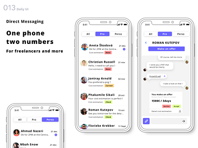 Daily UI N°13 : Direct Messaging dailyui design directmessaging freelancer message ui ux work