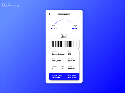 Daily UI N°24 : Boarding Pass