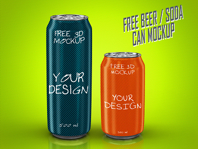 Free Beer / Soda can Mockup beer beer can blender blender 3d free mock up mockup photoshop soda soda can