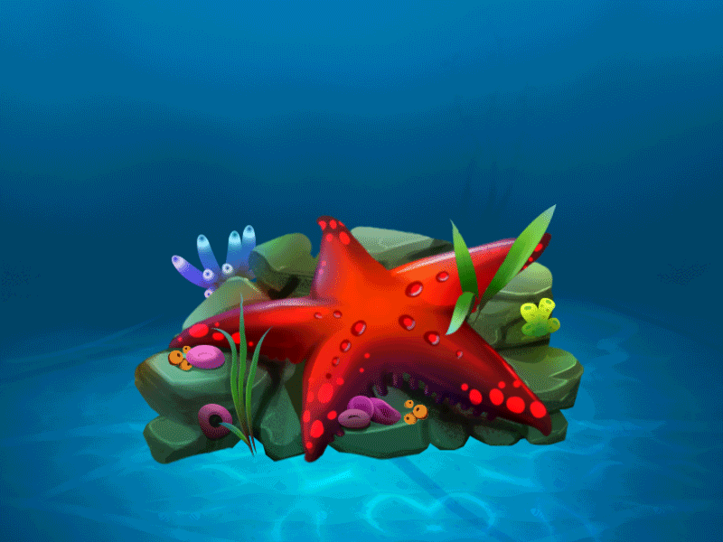 Starfish Animation game item props spine animation under water