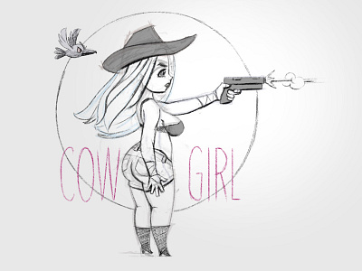 Cow Girl app illustration character design. mobile game crow drawing game character hidden object game illustration sketch spine animation ui