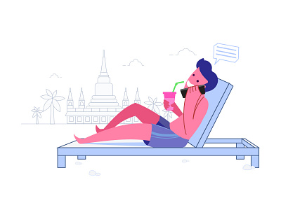 Holiday beach character design connect connectivity illustration juice mobile thailand