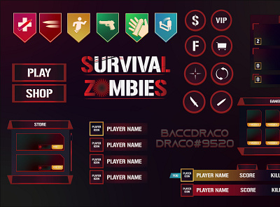 Survival Zombies User Interface design illustrator ui ux vector