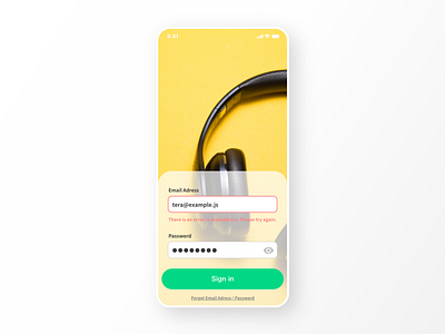 Sign in error on Music App app daily 100 challenge daily ui dailyui design music signin ui ui design uidesign uiux uiuxdesign ux