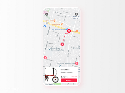 Daily UI Challenge #034 Rental bicycle MAP