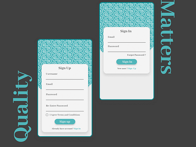 Login and signup screen login screen mobile ui signup screen ui ux