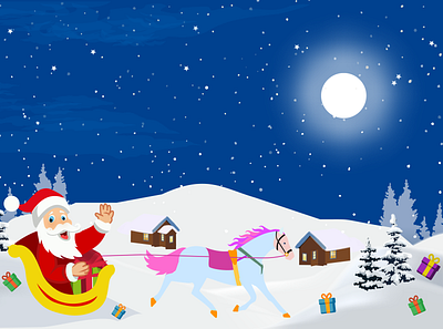 Santa Cluse Christmas illustration Landscape background art graphic design illustration landscape vector web design