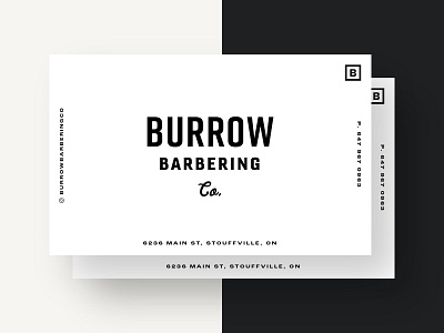 Business Card – Burrow Barbering Co. black brand business card design graphic identity logo simple two color typography white