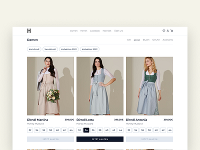 Heimatglück Tracht - Online Shop design online shop ui website