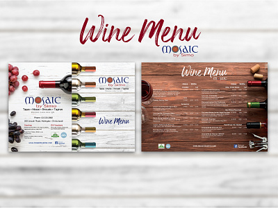 Wine Menu // Mosaic by Simo // Graphic Design branding design graphicdesign