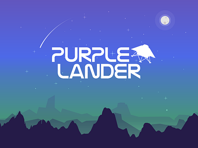 Purple lander game illustration landing planet purple space stars video