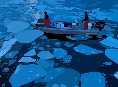 Boat Scene design illustration procreate