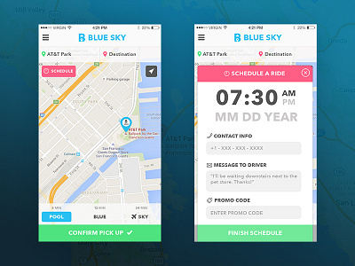 Ride Sharing Screenshots app blue car iphone photoshop ride ridesharing taxi uber ui uiux ux