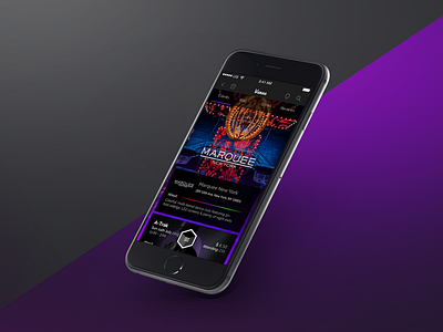 Venue Profile - events app ui concept dark drinks event grey ios iphone6 menu mobile profile purple venue wall
