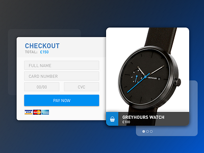 Daily Ui #002 - Watch Checkout Card blue card checkout clean dailyui design flat ios pay payment ui watch
