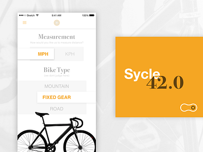 Sycle42.0 -- Day #007 Daily UI Challange bike bycycle classy clean dailyui flat ios layer mobile orange settings shadow