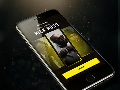 Drink Champs // Concept Game UI app black character dark game list modern music rap ui ux yellow