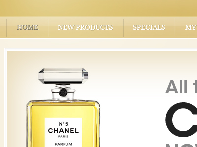 The Perfume Store design gold golden store web design