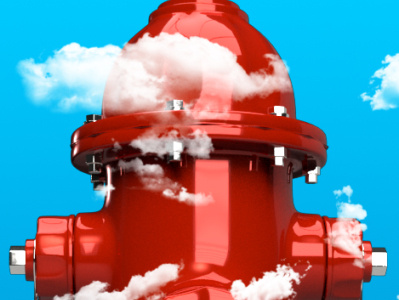 Hidrante con nubes fire fireart fireprotection firesystem fuego hidrante hydrant illustration incendio print